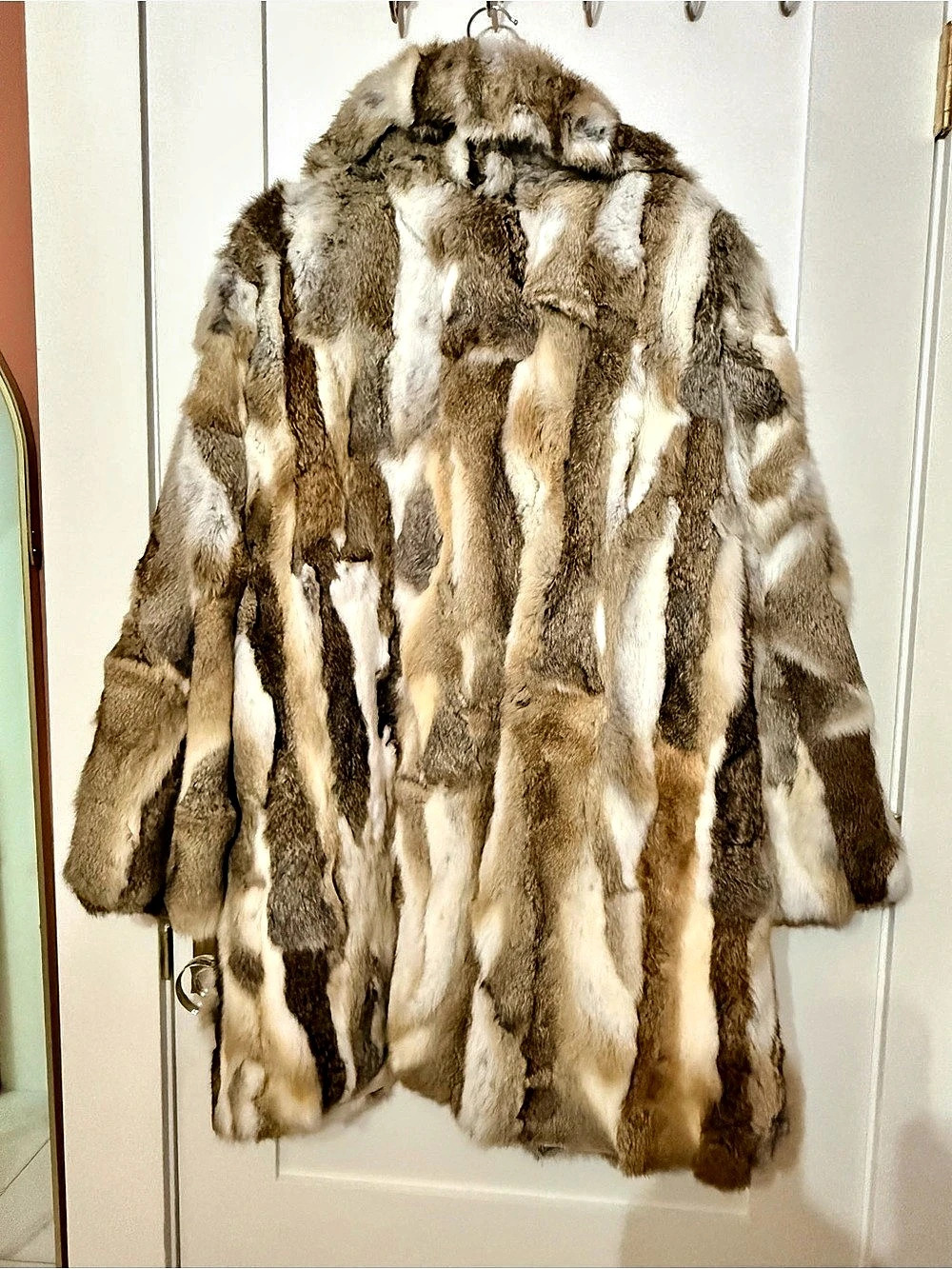 Multicolor Rabbit Fur Coat - Picture 7 of 9
